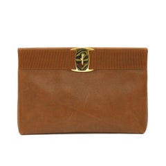 1980's Salvatore Ferragamo Caramel Leather Clutch