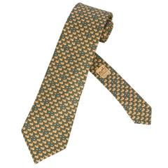 Vintage Hermes Silk Necktie "Ducks and Ducklings"