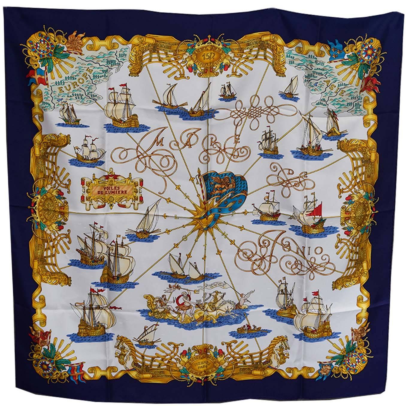 Hermes large silk scarf Voiles de Lumiere 1995 Joachim Metz