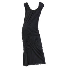 1990S JEAN PAUL GAULTIER Black Jersey Cocktail Dress With Spiral Ruching NWT