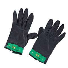Navy & Green Hermés Leather Gloves
