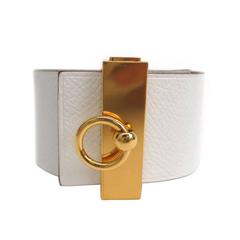 Hermes White Epsom Leather Gold Hardware Illusion Cuff Bracelet in Box