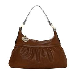 Fendi Brown Ruched Leather Shoulder Bag GHW