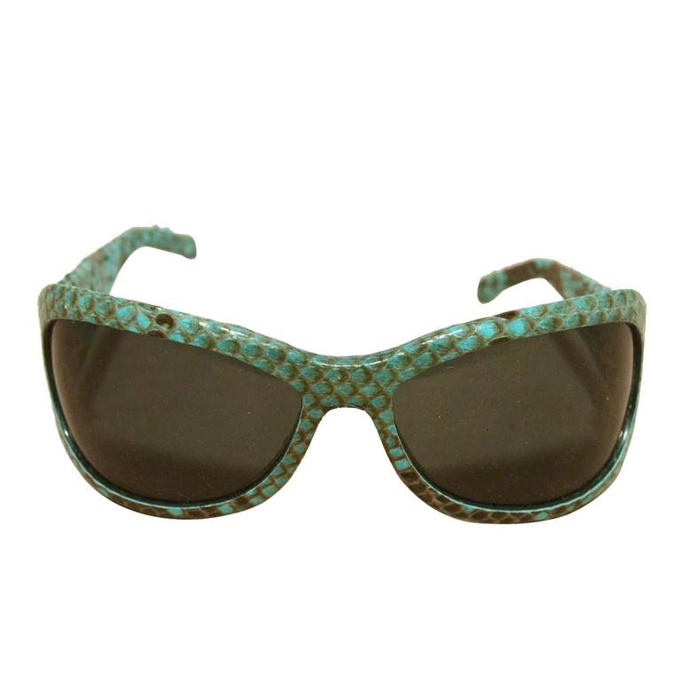 Techno Marine Blue Snakeskin Sunglasses For Sale at 1stDibs