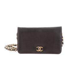Vintage Chanel Black Lizard Leather Gold Hardware Flap Chain Shoulder Bag