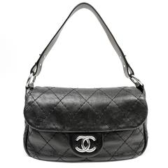 Chanel Black Distressed Leather Day Bag