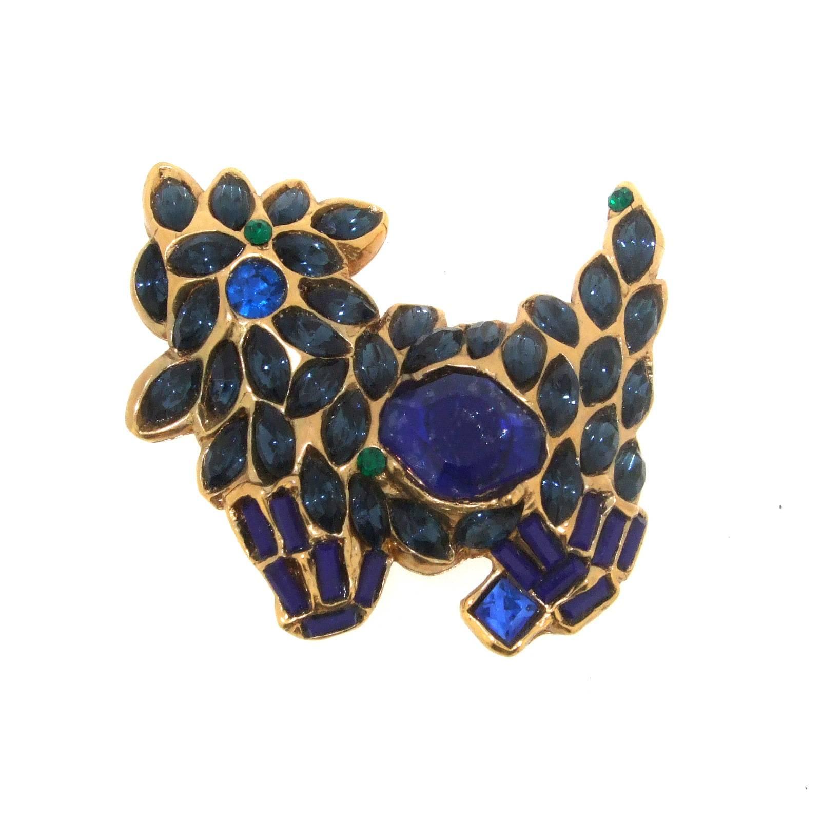 Alexis Lahellec Paris Blue Dog Brooch For Sale