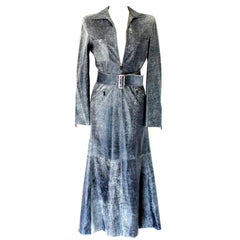 GIANNI VERSACE Demin/Jeans-Style Distressed Leather Dress Gown 2001