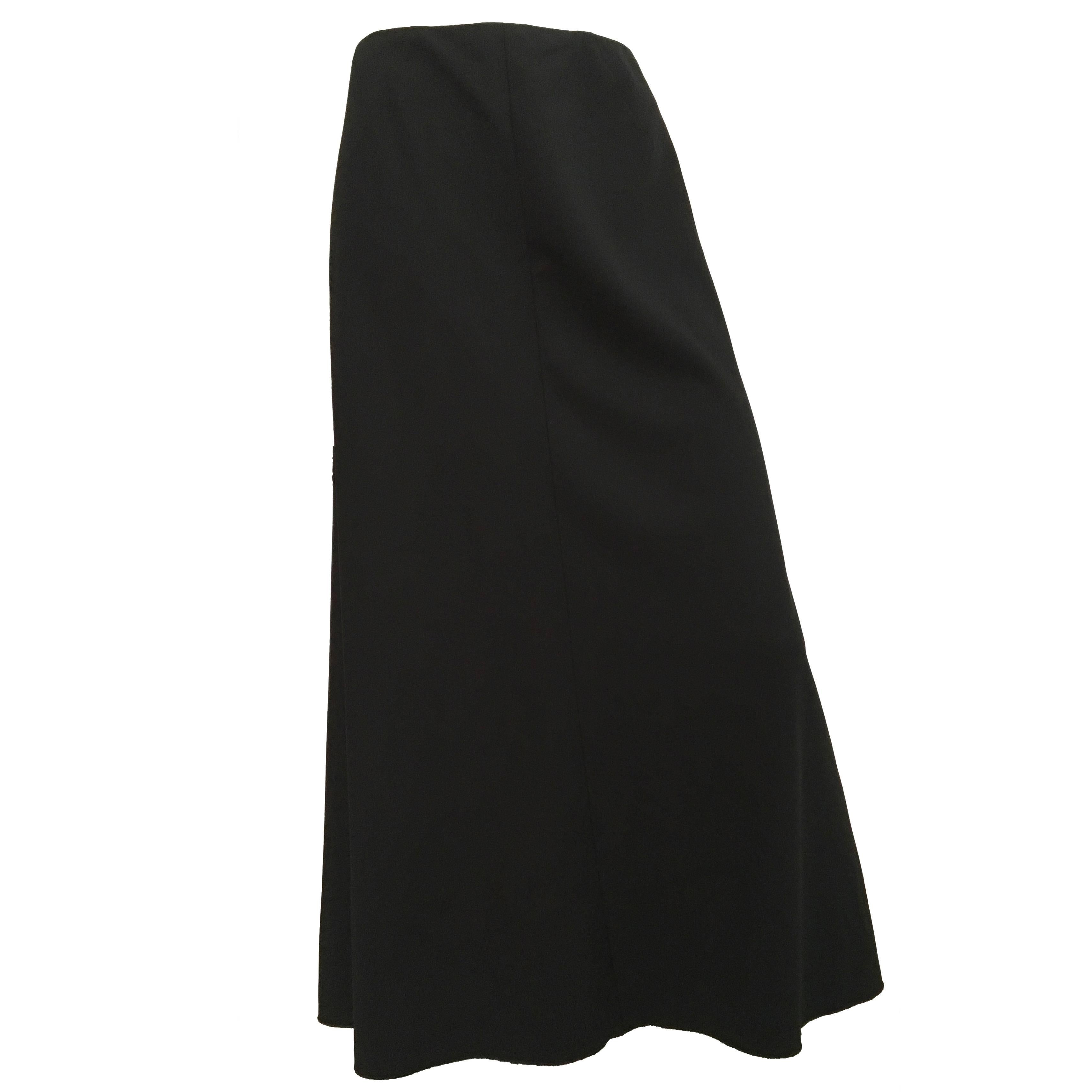 Chanel 80s Black Long Wool Skirt Size 6.