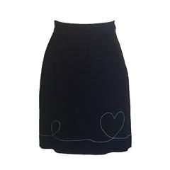 Moschino Cheap & Chic 1990s Black Stitched Heart Skirt