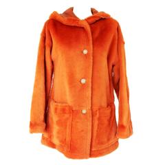 Gucci by Tom Ford FW 1995 Orange Leather Fur Coat Jacket
