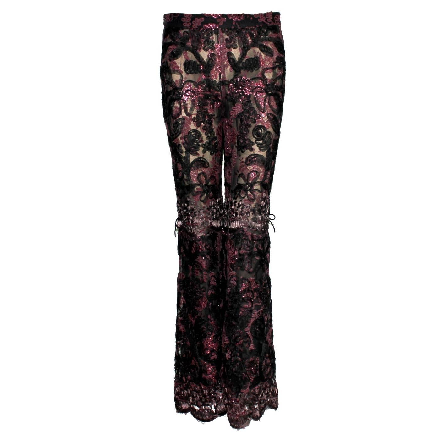 Collector's Gucci by Tom Ford FW 1999 Embroidered Lace Pants - Museum Piece
