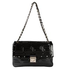 GIANNI VERSACE COUTURE black patent quilted leather shoulder bag