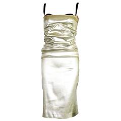 Vintage Famous Dolce & Gabbana 1998 Metallic Silver Corset Ensemble as Dress