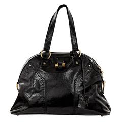 Black Yves Saint Laurent Muse Leather Dome Tote Bag