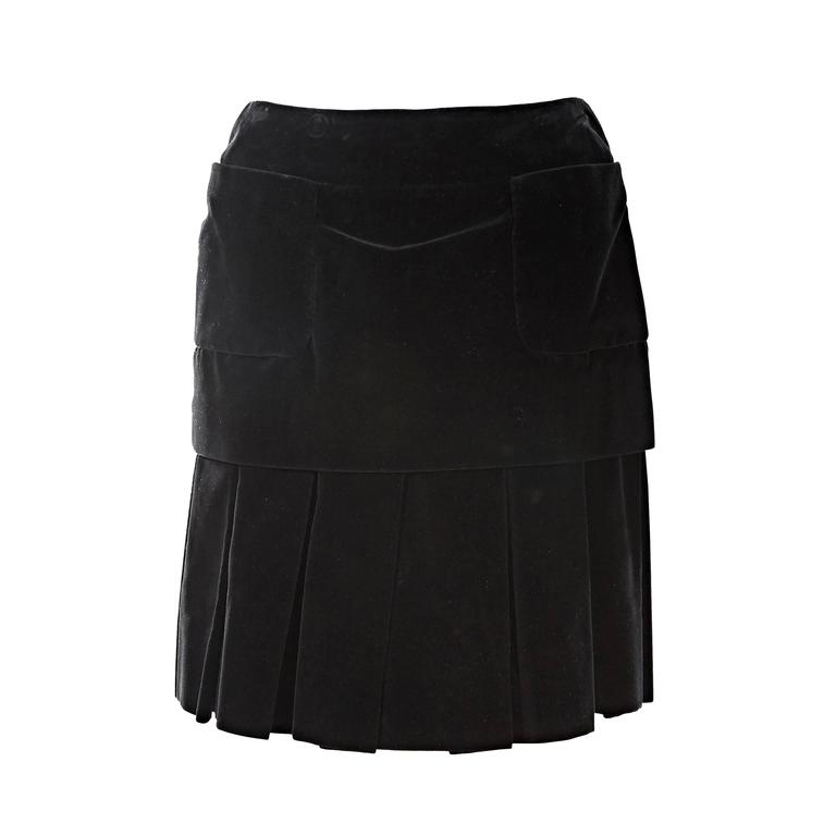 chanel black velvet skirt
