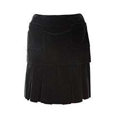 Black Chanel Velvet Pleated Skirt 3