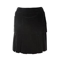 Black Chanel Velvet Pleated Skirt