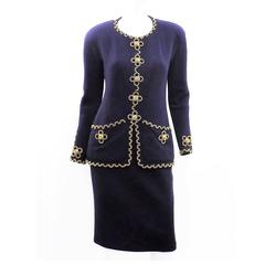Chanel Vintage Haute Couture Four Leaf Clover Chain adorned skirt suit OMG! 5