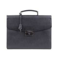 PRADA Italian Black SAFFIANO Leather BRIEFCASE Handbag WORK BAG 2VB006