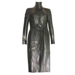 Iconic Gucci by Tom Ford FW 1999 Black Leather Coat with Belt 12