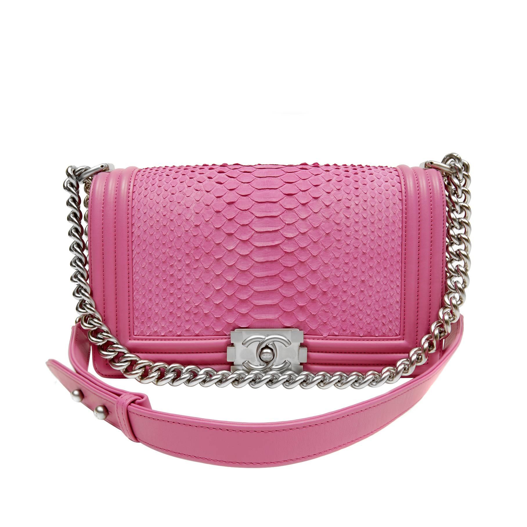 Chanel Pink Fuchsia Pink Python Boy Bag