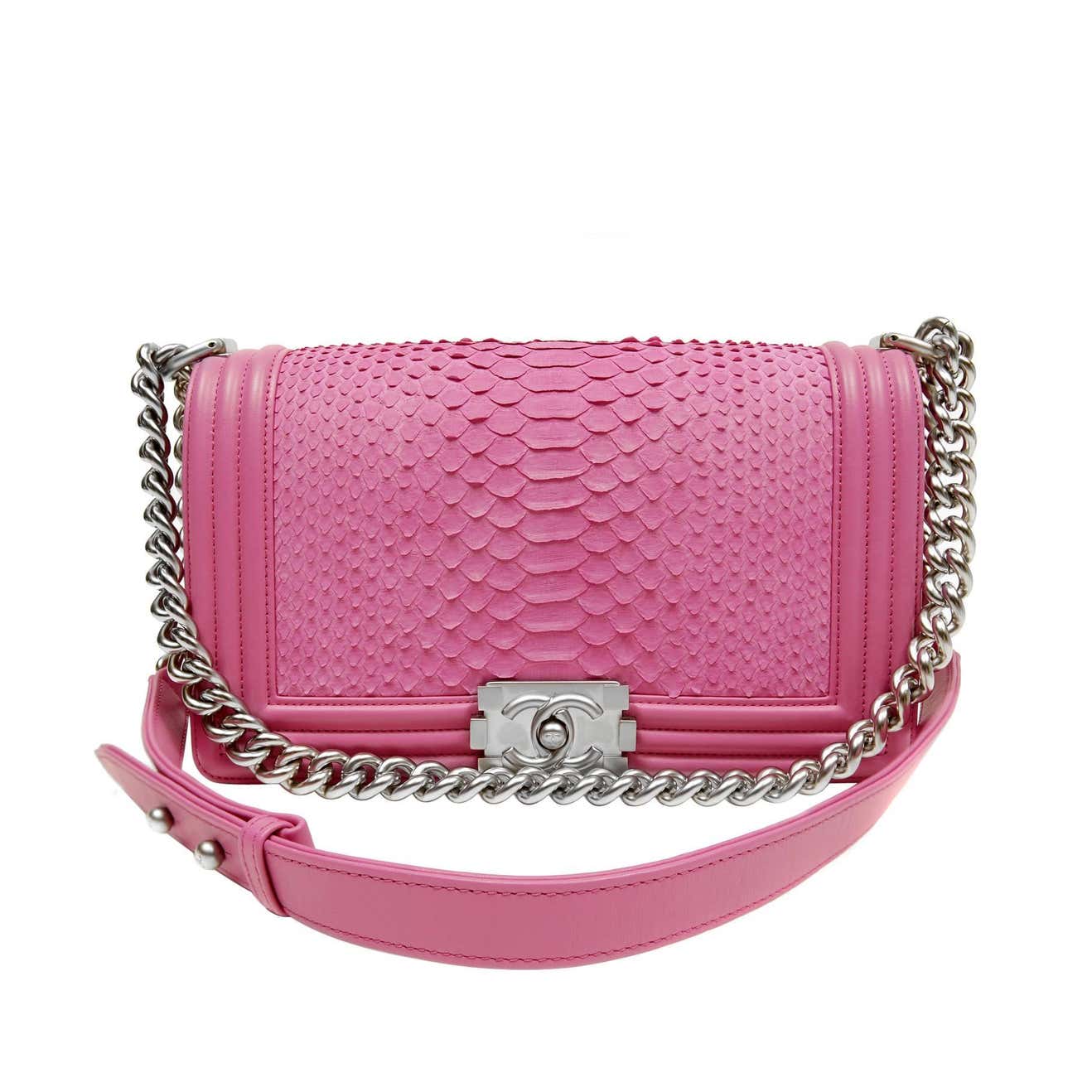 Pink Python Leboy Chanel Pink Fuchsia Pink Python Boy Bag at 1stDibs | fuchsia pink handbags