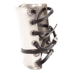 Jean Paul Gaultier Silver metal cuff with leather straps