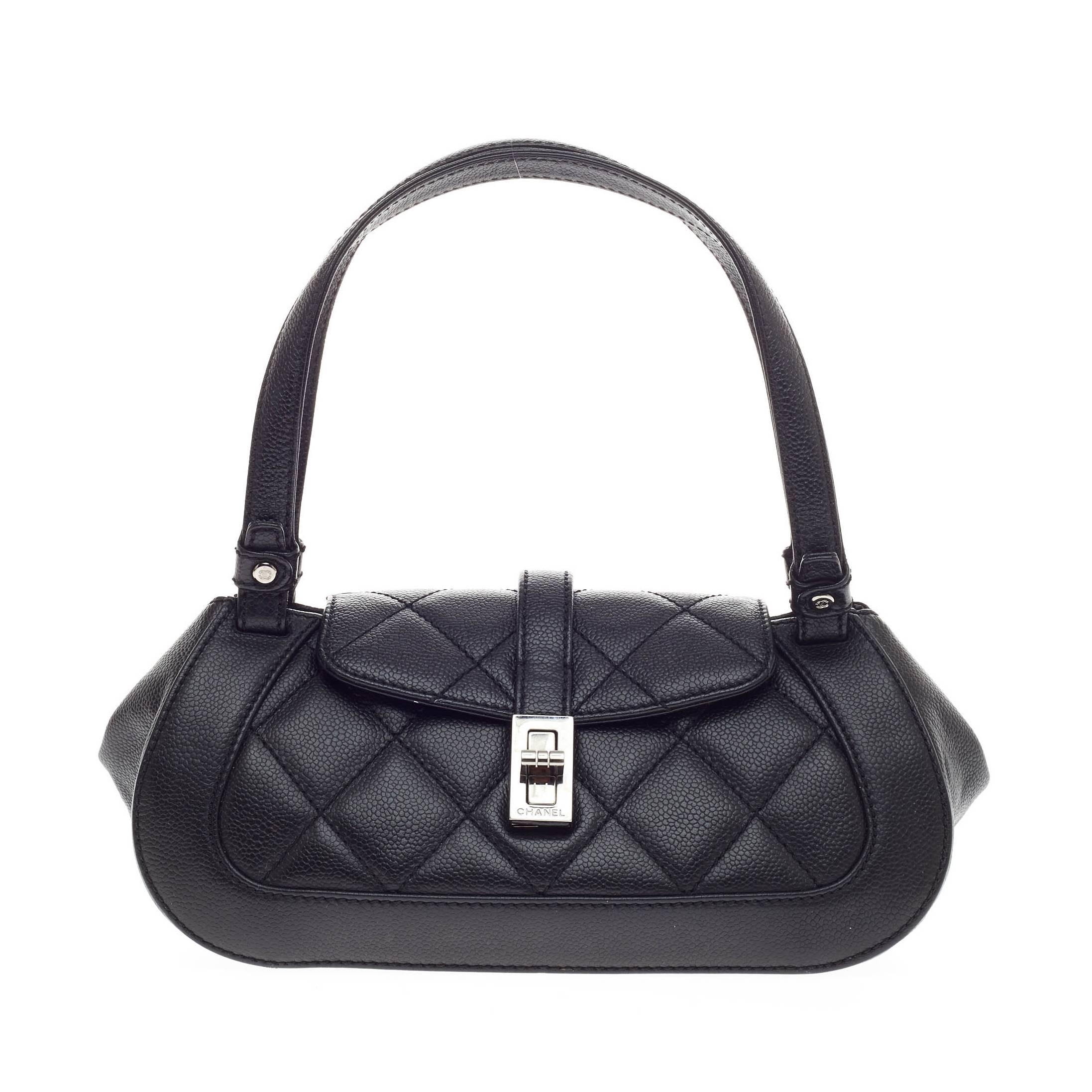Chanel Mademoiselle Lock Shoulder Bag Quilted Caviar Small