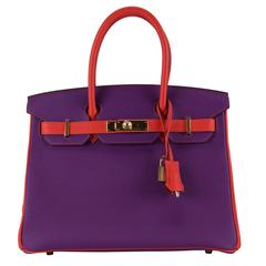 Hermes Handbag Birkin 30 Togo Purple Pink Jaipur Gold Hardware 2015.