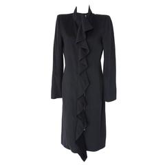 Amazing Yves Saint Laurent Rive Gauche by Tom Ford Black Ruffle Coat 12
