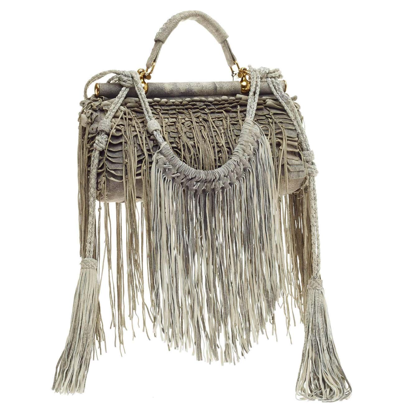 Roberto Cavalli Fringed Doctor Bag Distressed Suede at 1stDibs