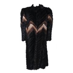 TED LAPIDUS Chevron Mink Coat Size 6-8 4