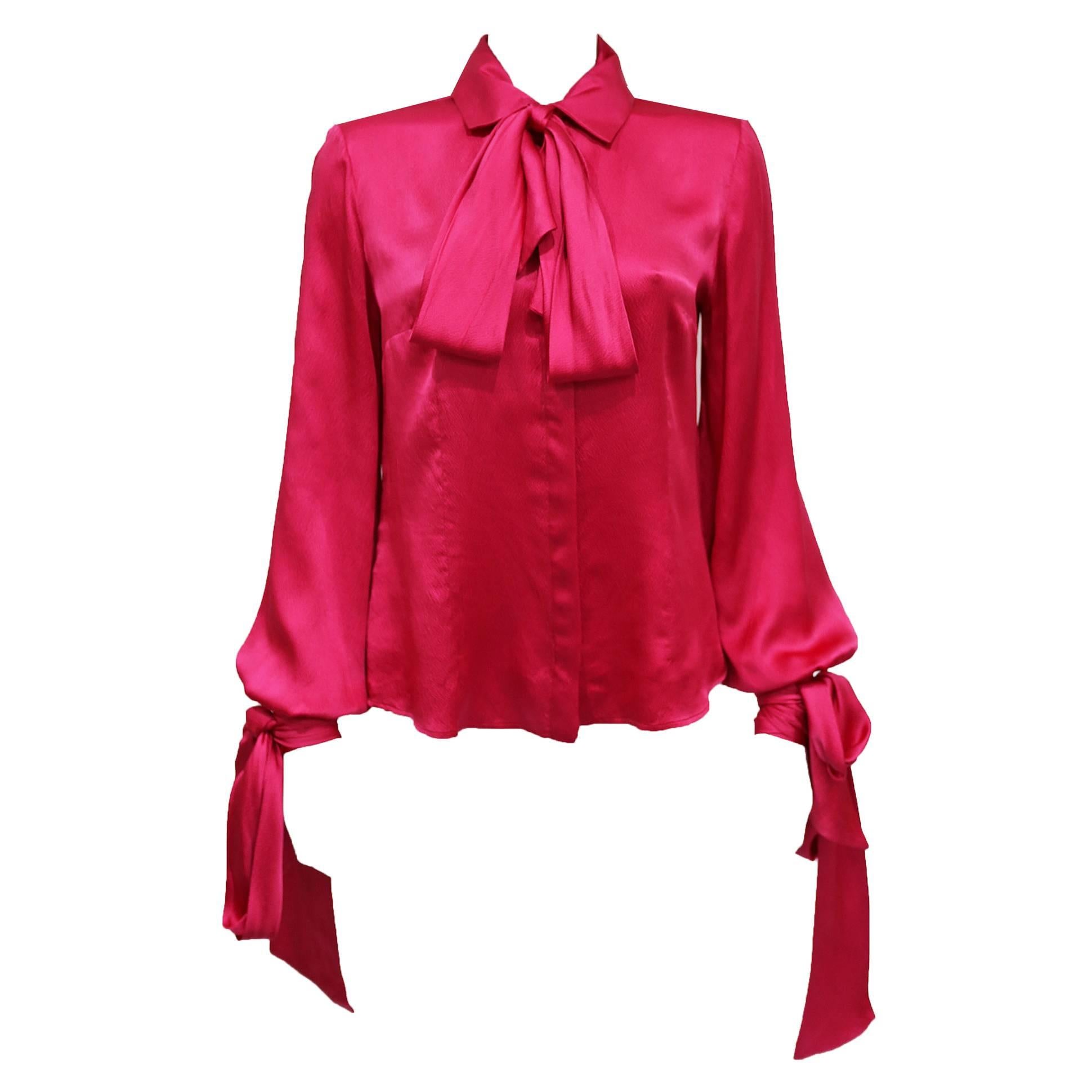 Alexander McQueen fuchsia pink silk evening blouse, c. 2008 