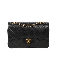 Vintage Classic Double Flap 23cm Black Leather