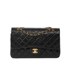 Vintage Classic Double Flap 26cm Black Leather