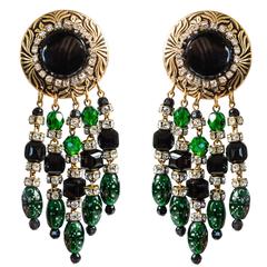 Pair of Enchanting Beaded and Green Stone Ear Clips by Jodi Kahn 4
