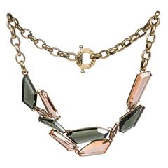 Gilt Metal & Faceted Crystal Necklace by CC Skye