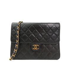 Chanel Black Quilted Calfskin Gold Chain Hardware Flap Crossbody Shoulder Bag
