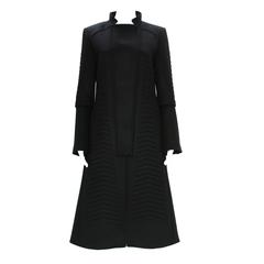 A/W 2004 Tom Ford for Gucci Chevron Quilting Black Angora Wool Coat 