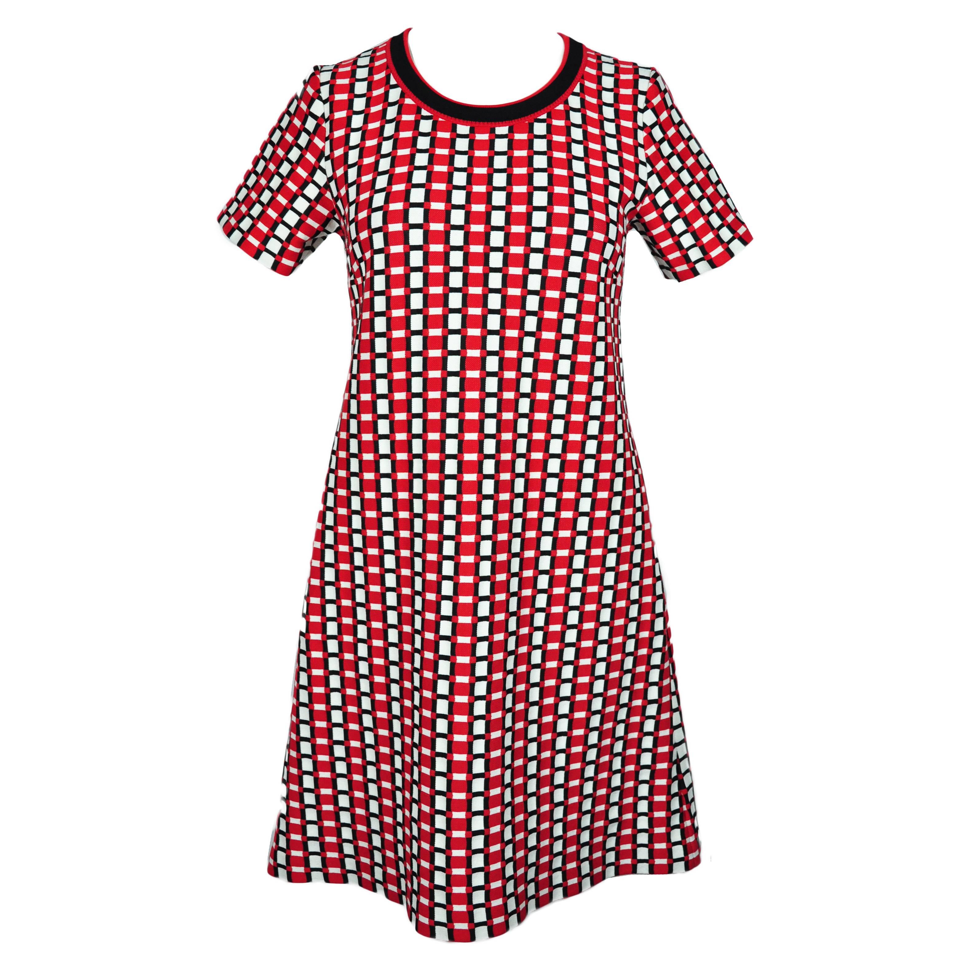 Prada 2015 S/S Multi-color Slip-on Checked Knit Dress For Sale