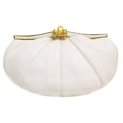 Judith Leiber White Leather Convertible Clutch