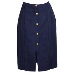 1970's Valentino Blue Linen Skirt 12