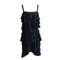 Moschino Couture! 1990s Black Floral Tiered Ruffle Dress 5