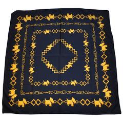 Navy & Gold "Scotties" Acetate Scarf