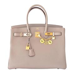 Hermès Gris Tourterelle 35cm Taube Grau Togo Birkin Gold GHW Tote Bag Chic