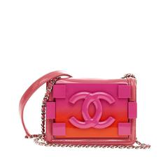 Chanel Pink Lambskin Resin Elegant Chain Vanity Case w/ Card