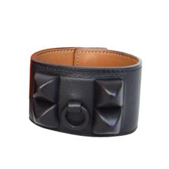 Hermès Collier De Chien Shadow CDC Bracelet tout cuir noir Taille M