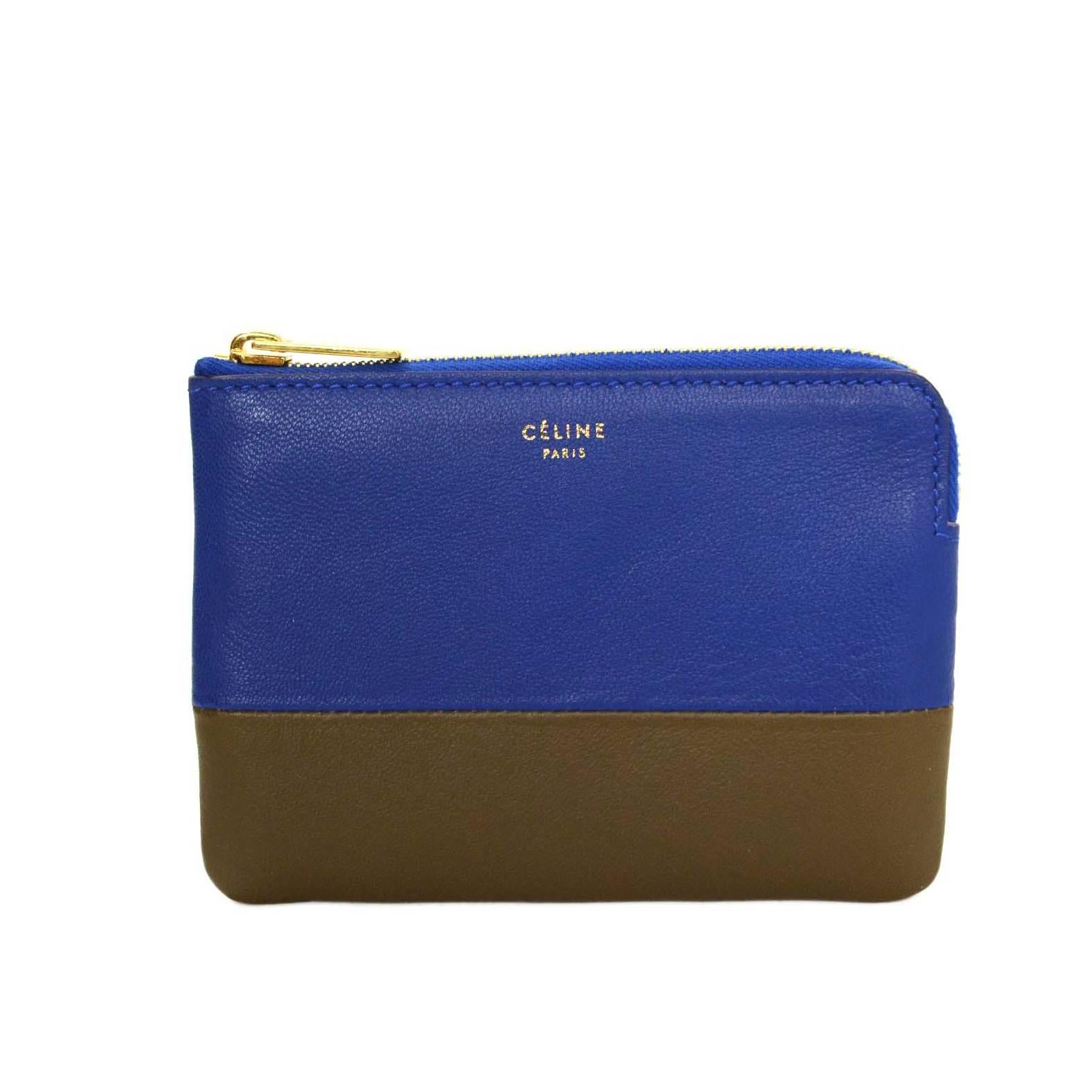 Celine Blue & Taupe Leather Coin Purse GHW