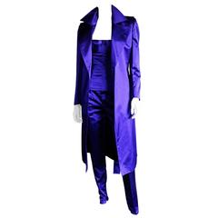 Tom Ford Gucci SS 2001 Electric Blue Silk Runway Coat, Bustier & Pants !
